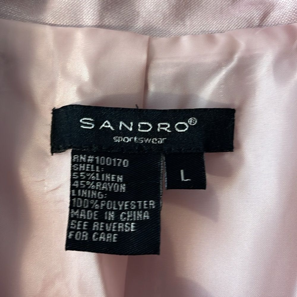 Sandro Cropped Blazer Pink Short Sleeve Size Large Tailored Chic - Picture 3 of 5